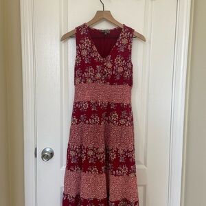 Floral Red Sleeveless Dress